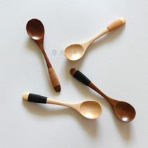 Motian Alley Creative Winding Non-slip Solid Wood Spoon Coffee Spoon Children Small Wooden Spoon Round Mouth Stirring Spoon Cutlery Cutlery Cutlery