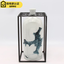 Modern new Chinese Wrought iron ceramic vase soft decoration decoration Living room TV cabinet Entrance study soft decoration