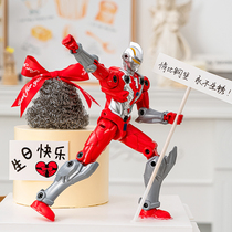 Creative Funny Steel Ball Birthday Cake Dress Up Ornament Net Red Raise Card Deformation Superman Hero Decoration Plug-in