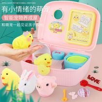 Happy simulation hatching chicks home toy Cute pet house to develop electric bunny plush animal set