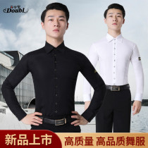 Dan Bo Luo mens shirt Latin dance practice clothes modern dance shirt adult performance clothes ballroom dance shirt long sleeve