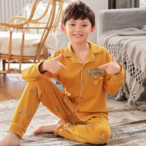 Boy Sleepwear Pure Cotton Spring Autumn Season Long Sleeve Boy Big Boy Full Cotton Cartoon Childrens Home Clothes Kids Pyjamas