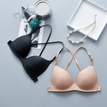 Black sexy girl small breast bra cross beauty back anti-light wrap chest chest thin shoulder strap without steel ring underwear thin