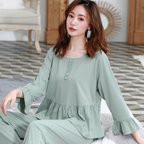 Sleepwear lady Spring and autumn style Modale cotton long sleeve round collar suit thin section loose big code sweet and princess windy housewear