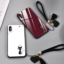 Luna cat Apple xs phone case xsmax glass mirror x personality creative xr all-inclusive silicone border drop iPhone cartoon cute Net red ins Wind fashion brand couple men and women protective cover