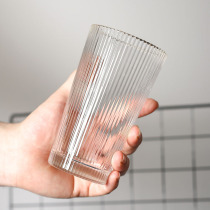 Glass Cup Ins Wind Vintage Cups Coffee Cups Simple Day Style Fine Striped Water Glasses Women Korea Fresh And Cute