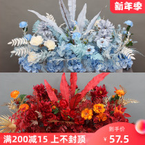 Wedding simulation flower Birds Nest leaf flower row Chinese wedding decoration background wall arch stage layout road guide row flower row