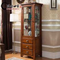 Single door American solid wood glass door Double Door Wine Cabinet sideboard simple European restaurant Tea cabinet locker