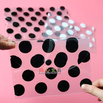 Giant stationery PP thick pure love polka dots black and white transparent waterproof storage button bag A4 file bag information bag