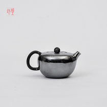 Fine workshop Sterling silver 9999 kettle teapot handmade one piece craft Japanese teapot Persimmon-shaped Kokyu