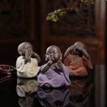 Tea pet ornaments discoloration creative cute three no little monk tea pet Monk kungfu jewelry tea set accessories boutique