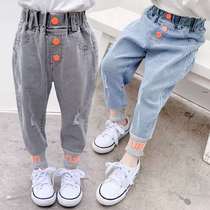 Girl pants 2021 new spring and autumn children Harlan loose Korean version of small and large childrens trousers tide