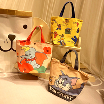 ins explosion Xiaofei Bento bag Japanese lunch box bag super stool bag Canvas bag Student bag portable