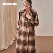 Luo Yi intellectual Plaid warm woolen coat womens winter wear new commuter career loose medium long coat 01355