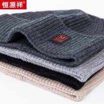 Hengyuan Xiang Winter Mens 100% pure wool hat 2021 new knitted wool line cap warm outdoor cold proof hat