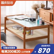 Nordic wood coffee table living room simple modern small apartment simple glass coffee table TV cabinet combination 2021 New