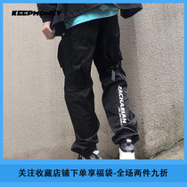 KM drawstring tooling leg pants men and women national trend brand hip-hop couple street detachable functional pants ZACHARIAH