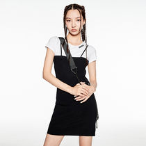 VIA PITTI Dress Women's Summer Fake Two-Piece Straps Dress Spliced Waist Skirt Summer 2021 Summer