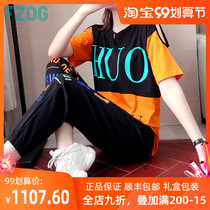 FZOG fezog summer sports leisure set female loose Korean black short sleeve two-piece 2021 New