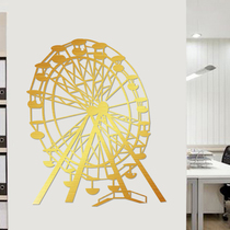 Water moon mirror flower small fresh warm bedroom room decoration Ferris Wheel background creative wall decoration wall sticker