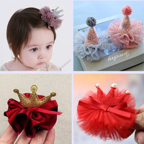 Korean version 1 year old baby hairpin three-dimensional crown headdress Princess baby girl toddler birthday 2-3-4 child bangs clip