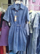 Unique 22211 spring and summer denim dress female mid-length 2021 temperament short-sleeved skirt tide