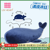 LIWHEART Whale PILLOW doll Big Blue Whale PLUSH TOY doll Sleeping PILLOW doll gift girl