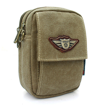 Outdoor leisure canvas mobile phone bag women shoulder Cross bag wear belt running bag men slingshot bag accessories steel ball bag