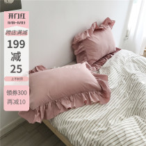 manmana gray pink cotton oversized lace pillowcase single pillowcase adult pillowcase no core ins K