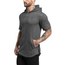 New muscle brother sports fitness suit Muscle sportsman running equipment training fashion slim fit hooded short sleeve