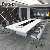 Baking varnish conference table long table large rectangular negotiation table conference table training office furniture white modern simplicity