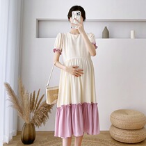 Pregnant Woman Summer Dress Superior Sensation Skirt 2022 New Summer Short Sleeve Tennis Red Fashion Big Code Easy Over Kneecap Dress