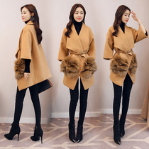 New woolen coat female Korean version of small man 150cm High School long autumn and winter thick woolen coat