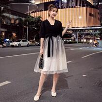 Spring Summer big code Womens dress 200 catty short sleeves Dress Fat MM Sister to cover slim and fake two dresses