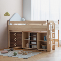 Children in new children high bed half-height bed multi-function elevation lower all solid wood childrens bed