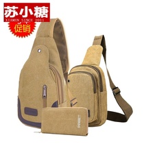 Backpack Bag Large Capacity Multifunction Canvas Tool Male Tide Denim Diagonal Satchel Kettle Casual Water Cup Site Single Shoulder Bag