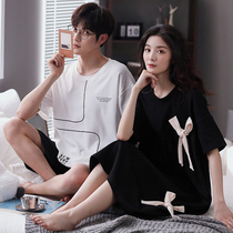 2 sets of price lovers sleepwear women Summer thin cotton short sleeves Sleeping Dress Men Casual Big Code Shorts Home Suits Suit