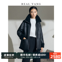  REALYANG modern fan new imported Merino fur one-piece fur high-end jacket women winter 2021