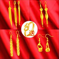 Zhou Dafu Huan Beauty 24K Gold 999 18K Gold pure gold color 24K foot gold never falling out of color earrings earrings