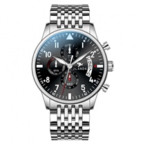 New watch JLANDA Gold Fonda Fashion Double calendar Steel band Mens watch Watch Luminous Quartz Watch