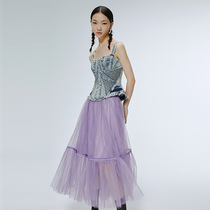 (Day up-Shen Mengchen the same model) LE FAME Lafem Spring Court cowboy corset