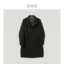  EHE mens winter new black simple fashion European and American wool coat mid-length woolen coat men