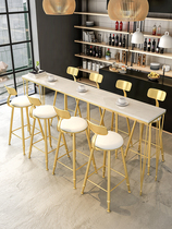 Nordic marble bar table home balcony simple bar wall long narrow table milk tea shop tall table and chair