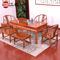 Myanmar rosewood tea table and chair combination big fruit red sandalwood tea table tea table tea table