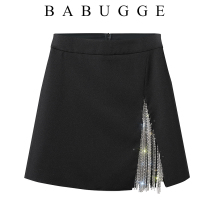 Korean version goddess Fan Yang Gas Flow Su Kaikai Little Black Skirt Woman High Waist Repair slim A character short dress 20 Summer new