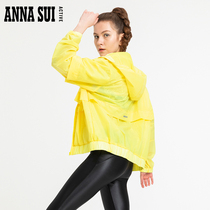 ASA Anna Sue Spring and Autumn Hooded Bat Sleeve Casual Coat Lace Inner Hooded Jacket Top Women