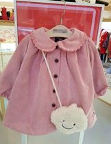 90-130 yards Korean Tide brand childrens clothing 21 spring new girl baby pink stripe cute small bag dress