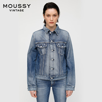 MOUSSY Vintage 2021 Spring and Summer new lapel wear old denim jacket 025DSC11-1160