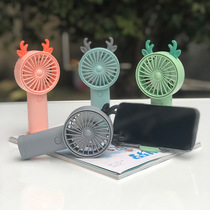 Creative new cartoon handheld small fan USB student rechargeable bracket mute super large wind mini fan