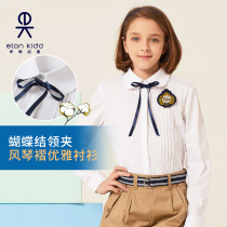Eaton Guild Brand College Wind Butterfly Tie Shirt Fall Girl long sleeve white full cotton shirt
